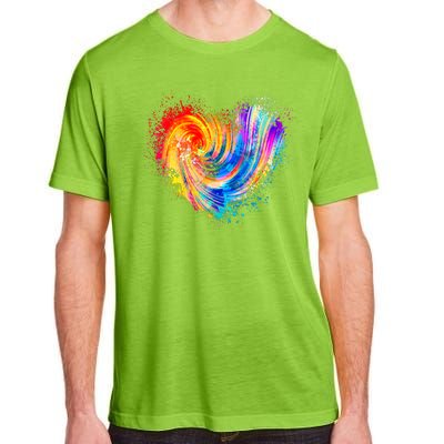 Cool Colorful Paint Swirl Splatter Heart Adult ChromaSoft Performance T-Shirt