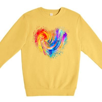 Cool Colorful Paint Swirl Splatter Heart Premium Crewneck Sweatshirt