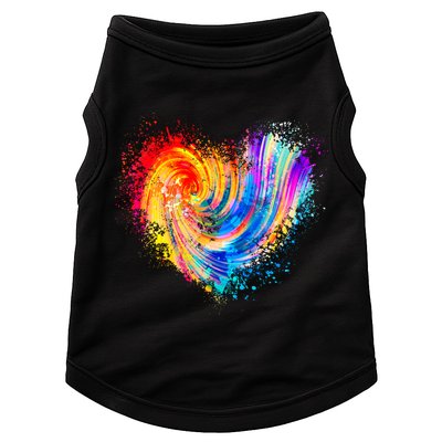Cool Colorful Paint Swirl Splatter Heart Doggie Tank