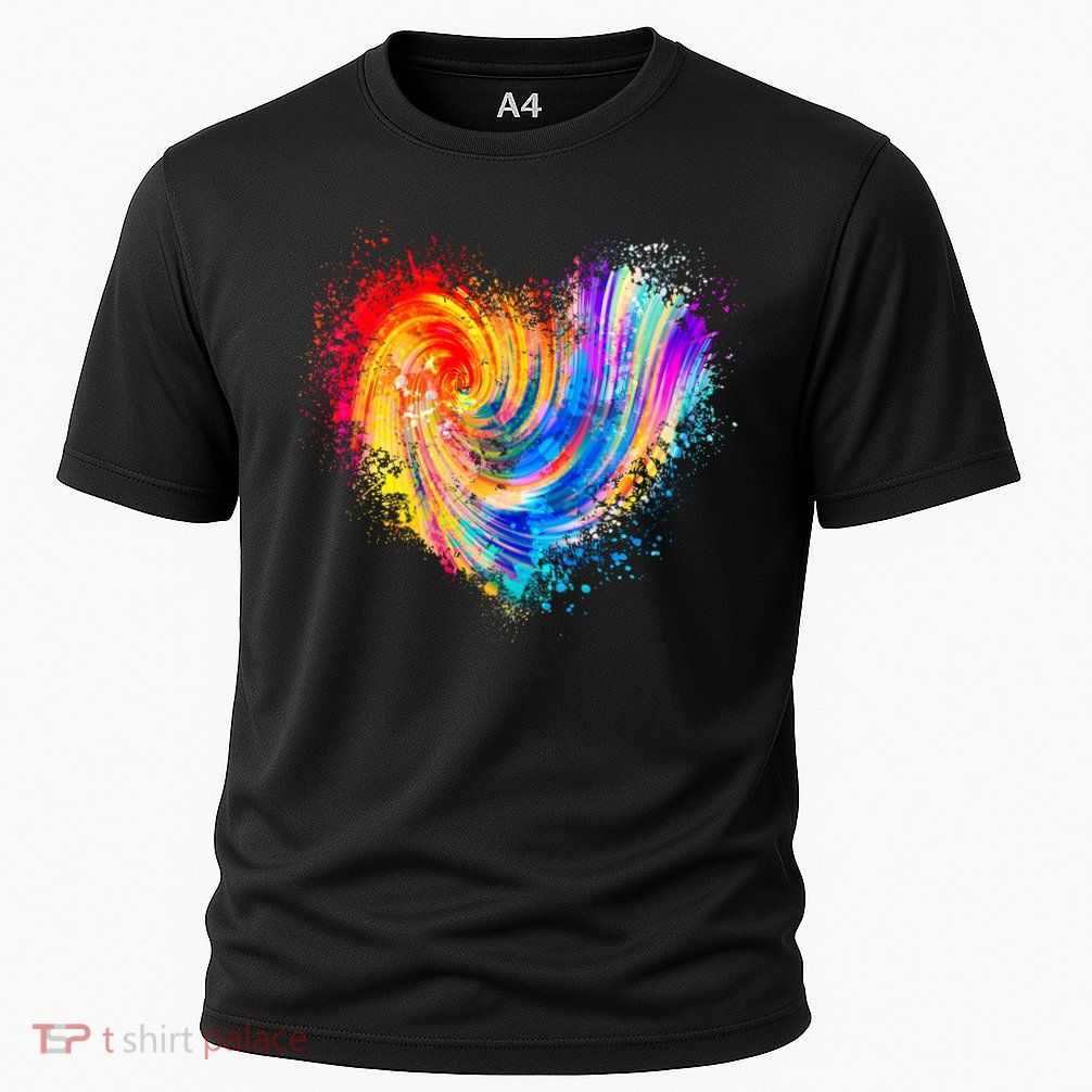 Cool Colorful Paint Swirl Splatter Heart Performance Shirt