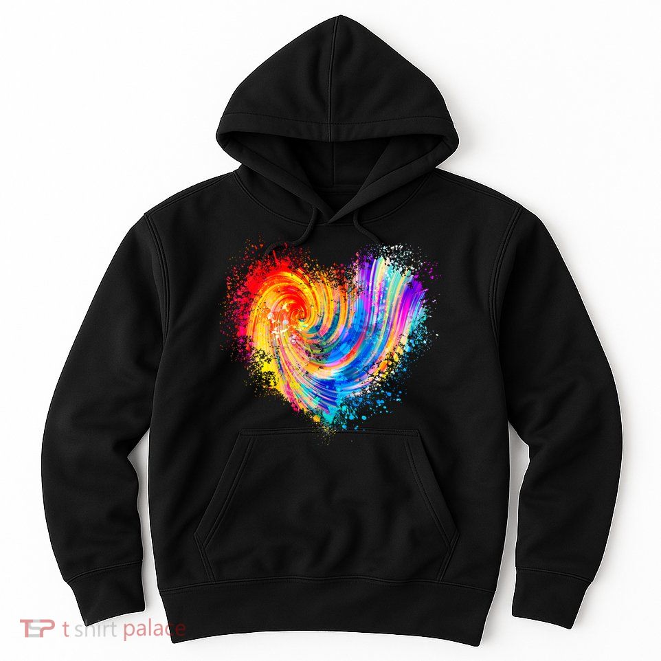 Cool Colorful Paint Swirl Splatter Heart Hoodie