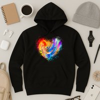 Cool Colorful Paint Swirl Splatter Heart Hoodie