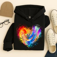 Cool Colorful Paint Swirl Splatter Heart Hoodie