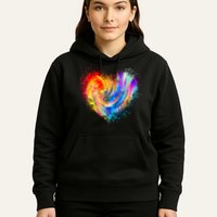 Cool Colorful Paint Swirl Splatter Heart Hoodie
