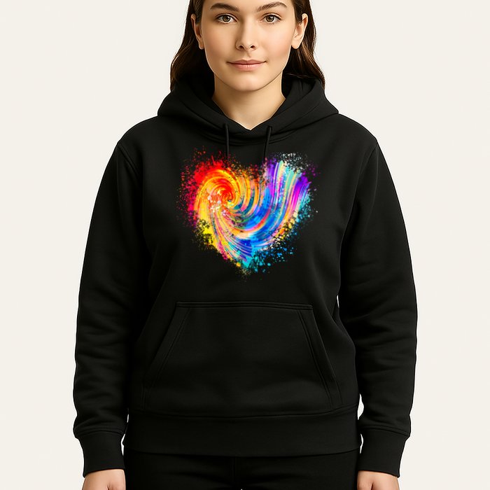 Cool Colorful Paint Swirl Splatter Heart Hoodie