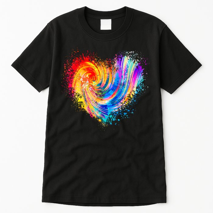 Cool Colorful Paint Swirl Splatter Heart Tall T-Shirt