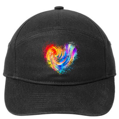 Cool Colorful Paint Swirl Splatter Heart 7-Panel Snapback Hat