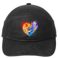 Cool Colorful Paint Swirl Splatter Heart 7-Panel Snapback Hat