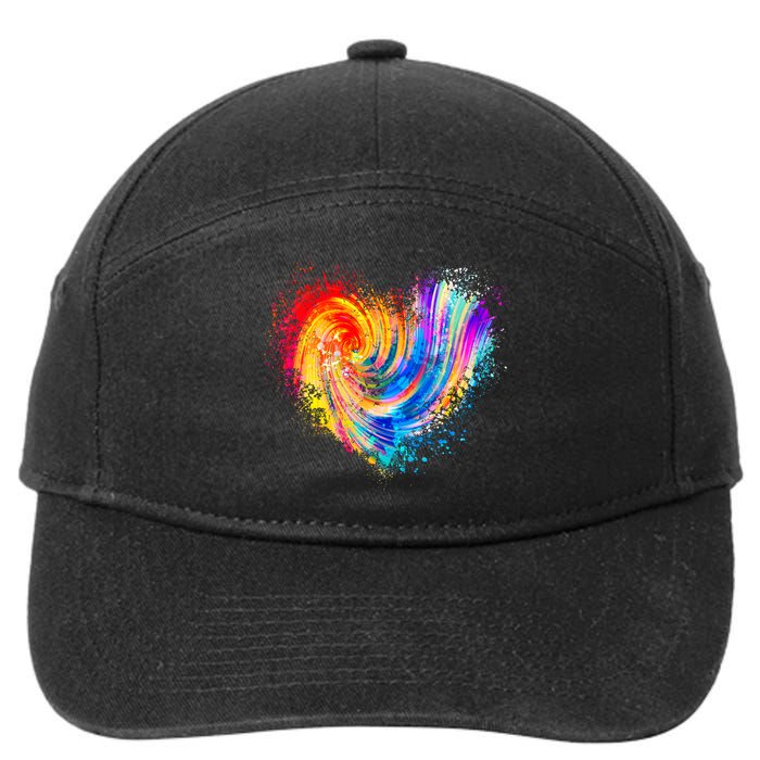 Cool Colorful Paint Swirl Splatter Heart 7-Panel Snapback Hat