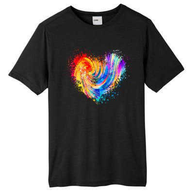 Cool Colorful Paint Swirl Splatter Heart Tall Fusion ChromaSoft Performance T-Shirt