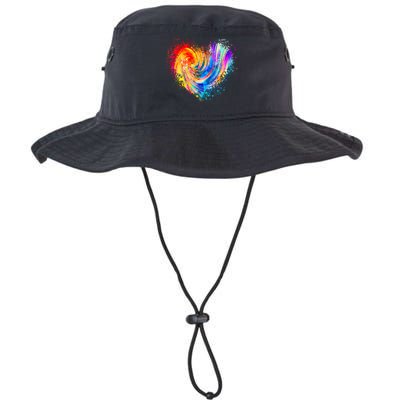 Cool Colorful Paint Swirl Splatter Heart Bucket Hat