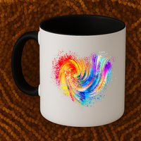 Cool Colorful Paint Swirl Splatter Heart Mug