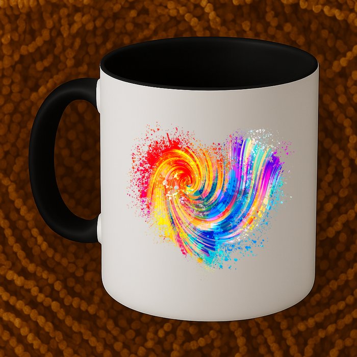 Cool Colorful Paint Swirl Splatter Heart Mug