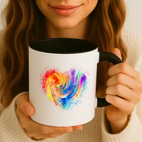 Cool Colorful Paint Swirl Splatter Heart Mug