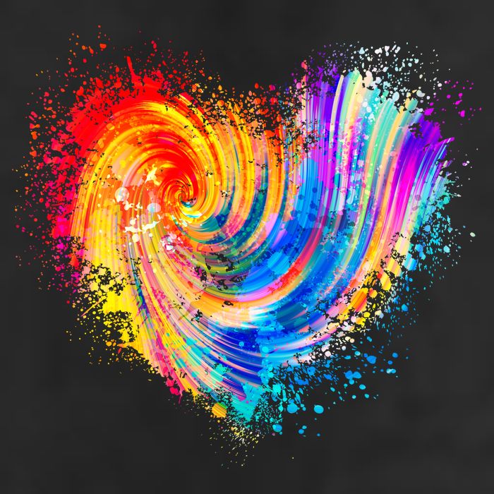 Cool Colorful Paint Swirl Splatter Heart Beanie