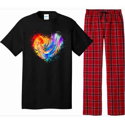 Cool Colorful Paint Swirl Splatter Heart Pajama Set