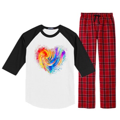 Cool Colorful Paint Swirl Splatter Heart Raglan Sleeve Pajama Set