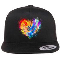 Cool Colorful Paint Swirl Splatter Heart Flatbill Hat