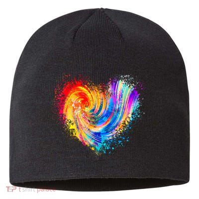 Cool Colorful Paint Swirl Splatter Heart Sustainable Beanie