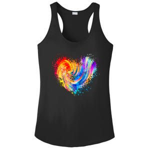 Cool Colorful Paint Swirl Splatter Heart Ladies PosiCharge Competitor Racerback Tank