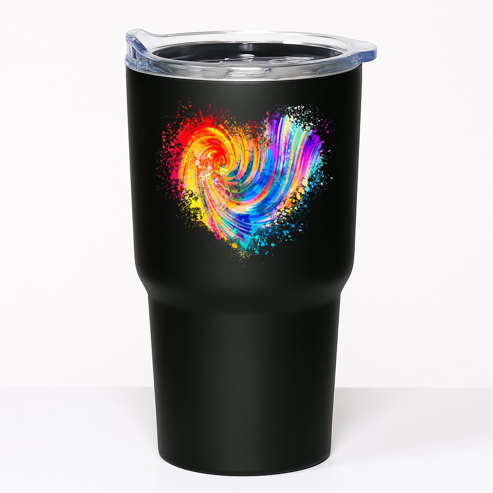 Cool Colorful Paint Swirl Splatter Heart Tumbler