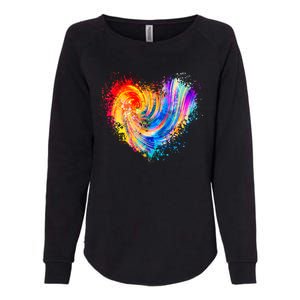 Cool Colorful Paint Swirl Splatter Heart Womens California Wash Sweatshirt