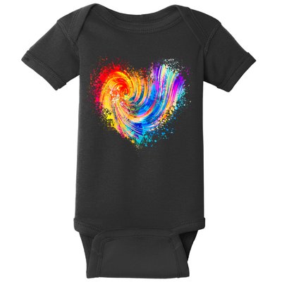 Cool Colorful Paint Swirl Splatter Heart Baby Bodysuit
