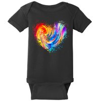 Cool Colorful Paint Swirl Splatter Heart Baby Bodysuit