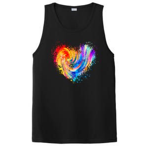 Cool Colorful Paint Swirl Splatter Heart PosiCharge Competitor Tank