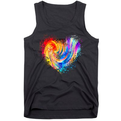 Cool Colorful Paint Swirl Splatter Heart Tank Top