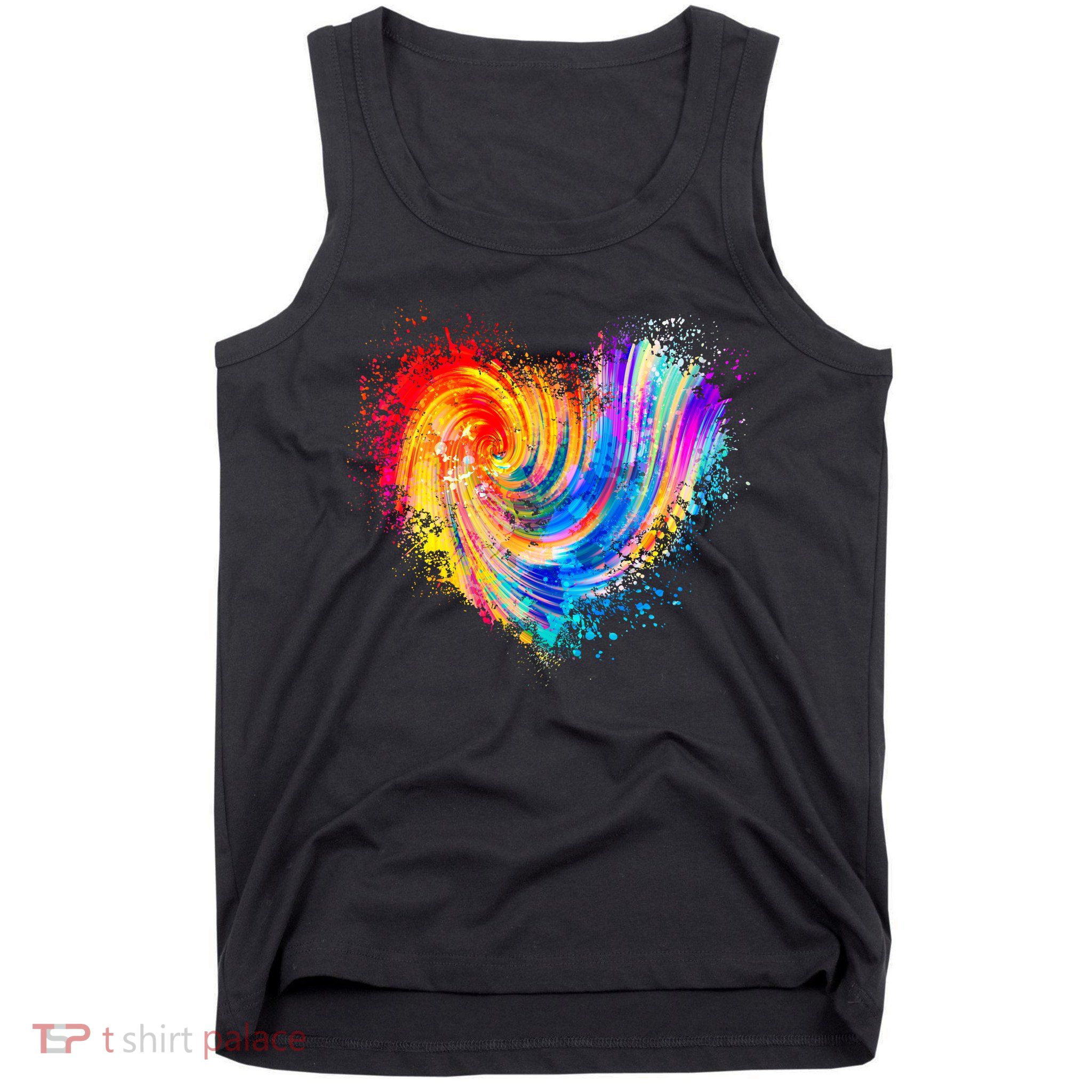 Cool Colorful Paint Swirl Splatter Heart Tank Top