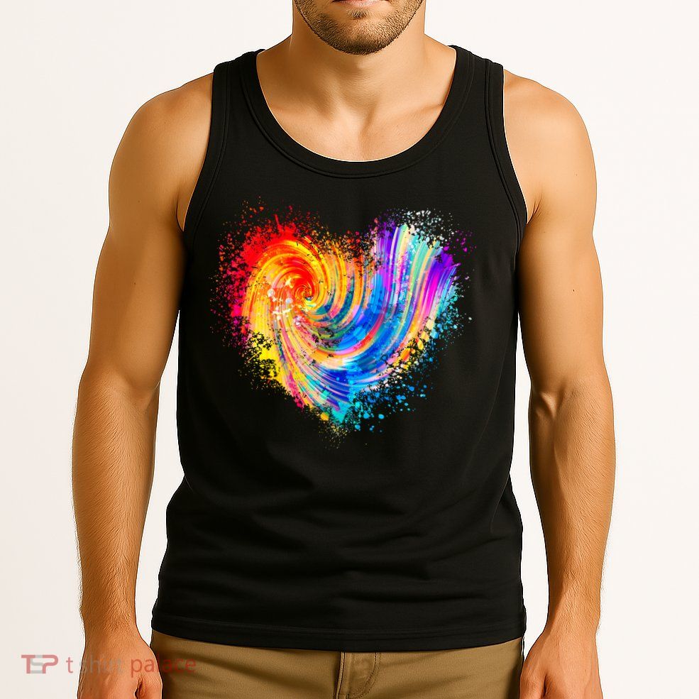 Cool Colorful Paint Swirl Splatter Heart Tank Top