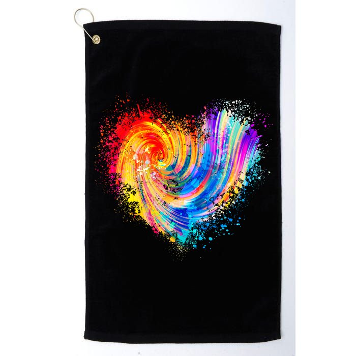 Cool Colorful Paint Swirl Splatter Heart Golf Towel