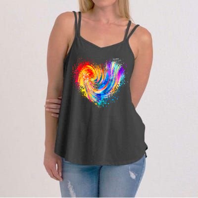 Cool Colorful Paint Swirl Splatter Heart Women's Strappy Tank