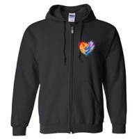Cool Colorful Paint Swirl Splatter Heart Full Zip Hoodie