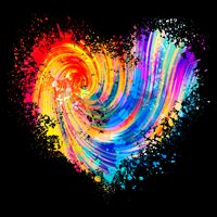 Cool Colorful Paint Swirl Splatter Heart Full Zip Hoodie