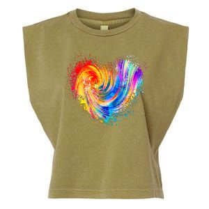 Cool Colorful Paint Swirl Splatter Heart Garment-Dyed Women's Muscle Tee