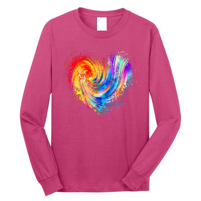 Cool Colorful Paint Swirl Splatter Heart Long Sleeve Shirt