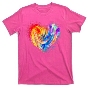 Cool Colorful Paint Swirl Splatter Heart T-Shirt