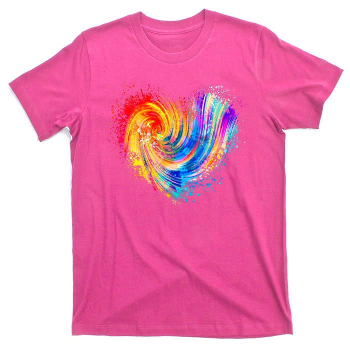 Cool Colorful Paint Swirl Splatter Heart T-Shirt