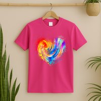 Cool Colorful Paint Swirl Splatter Heart T-Shirt