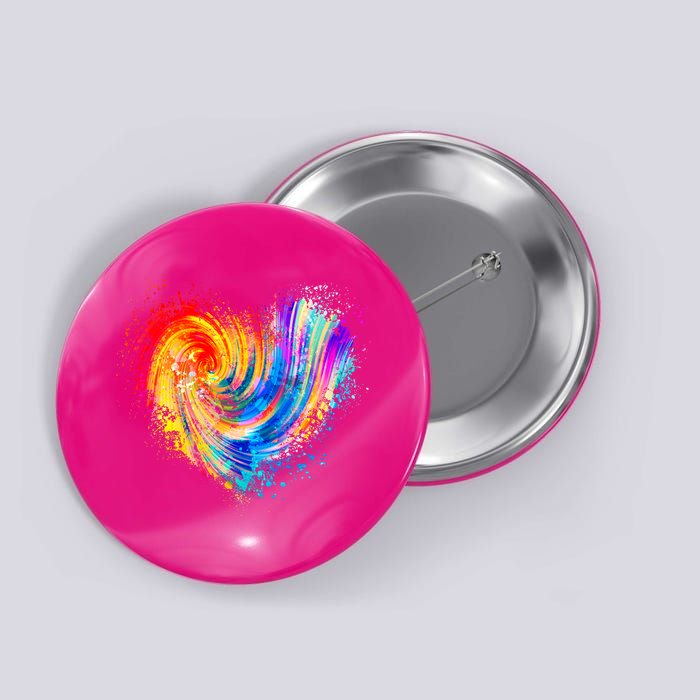 Cool Colorful Paint Swirl Splatter Heart Button