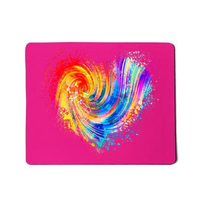 Cool Colorful Paint Swirl Splatter Heart Mousepad