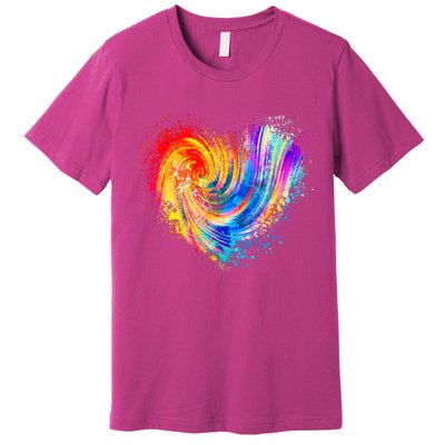 Cool Colorful Paint Swirl Splatter Heart Premium T-Shirt