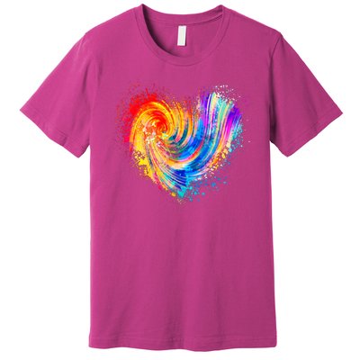 Cool Colorful Paint Swirl Splatter Heart Premium T-Shirt