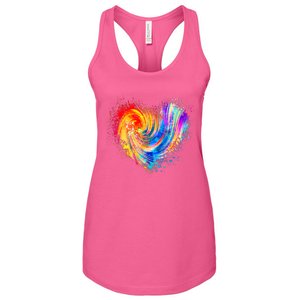 Cool Colorful Paint Swirl Splatter Heart Women's Racerback Tank