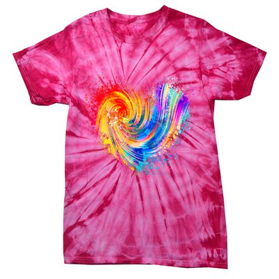 Cool Colorful Paint Swirl Splatter Heart Tie-Dye T-Shirt