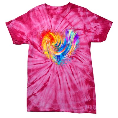 Cool Colorful Paint Swirl Splatter Heart Tie-Dye T-Shirt