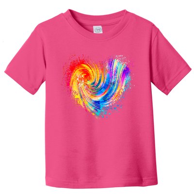 Cool Colorful Paint Swirl Splatter Heart Toddler T-Shirt