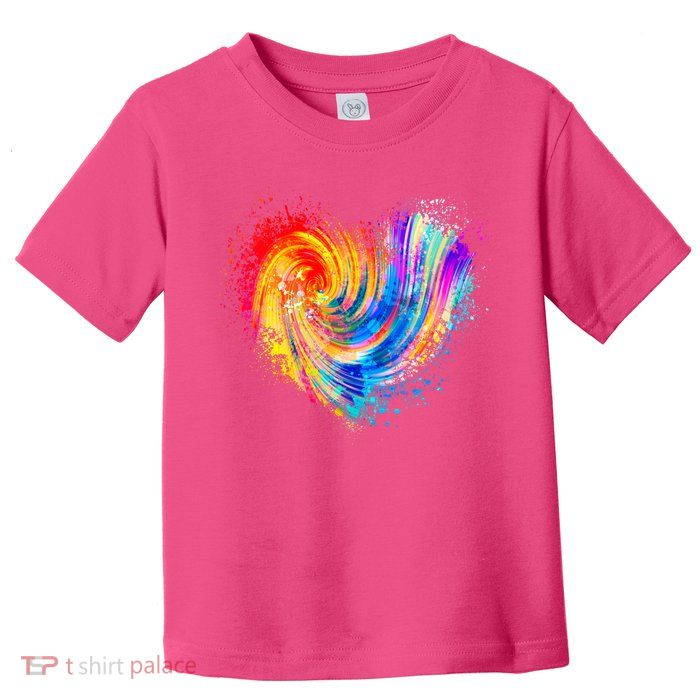 Cool Colorful Paint Swirl Splatter Heart Toddler T-Shirt